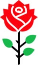 Red rose icon vector illustration. Rose flower icon isolated on a white background. Royalty Free Stock Photo