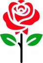 Red rose icon vector illustration. Rose flower icon isolated on a white background. Royalty Free Stock Photo