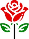 Red rose icon vector illustration. Rose flower icon isolated on a white background. Royalty Free Stock Photo