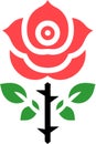 Red rose icon vector illustration. Rose flower icon isolated on a white background. Royalty Free Stock Photo