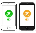 airplane mode on the smartphone, flight mode to turn off the phone Royalty Free Stock Photo