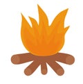 Camping Hot burning Bonfire. Vector Flat icon, sticker, illustration, emblem, logo. Royalty Free Stock Photo