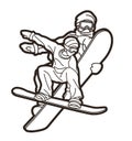Group of Snowboarder Mix Action Snowboard Sport Player Royalty Free Stock Photo