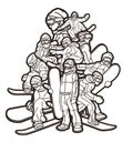 Group of Snowboarder Mix Action Snowboard Sport Player Royalty Free Stock Photo