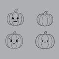 pumpkin art line vector bundle silhouette Royalty Free Stock Photo