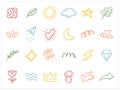 20 Lineart Doodle Vector Set Royalty Free Stock Photo