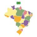 Brazil state color map with flag Royalty Free Stock Photo