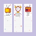 Bookmark design. Paper book mark template. Bookmark set with Cartoon illustration. Decorative Baby bookmark design for book Royalty Free Stock Photo