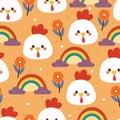 cute seamless pattern cartoon chick with flower and sky element Royalty Free Stock Photo