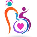 Disabled care nursing love logo design Royalty Free Stock Photo