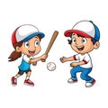 Couple children are playing rounders Royalty Free Stock Photo