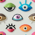 Sculpting human eyes. Seamless multicolored pattern. Royalty Free Stock Photo