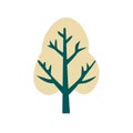 Flat cartoon tree plant vector illustration isolated, simple foliage clip art image Royalty Free Stock Photo