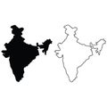India map silhouette and outline map Royalty Free Stock Photo