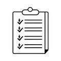 Vector representation of a checklist icon in silhouette style. Royalty Free Stock Photo