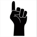 Rising hand-icon-vector silhouette illustration on a white background Royalty Free Stock Photo