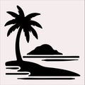 palm tree beach silhouette vector on a white background Royalty Free Stock Photo