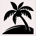palm tree beach silhouette vector on a white background Royalty Free Stock Photo