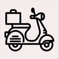 Scooter motor Courier line Art silhouette vector on a white background Royalty Free Stock Photo