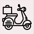 Scooter motor Courier line Art silhouette vector on a white background Royalty Free Stock Photo