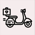 Scooter motor Courier line Art silhouette vector on a white background Royalty Free Stock Photo