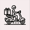 Scooter motor Courier line Art silhouette vector on a white background Royalty Free Stock Photo
