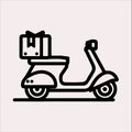 Scooter motor Courier line Art silhouette vector on a white background Royalty Free Stock Photo