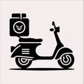 Scooter motor Courier line Art silhouette vector on a white background Royalty Free Stock Photo