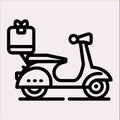 Scooter motor Courier line Art silhouette vector on a white background Royalty Free Stock Photo