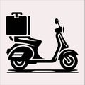 Scooter motor Courier line Art silhouette vector on a white background Royalty Free Stock Photo