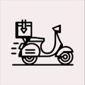 Scooter motor Courier line Art silhouette vector on a white background Royalty Free Stock Photo