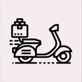 Scooter motor Courier line Art silhouette vector on a white background Royalty Free Stock Photo