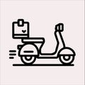 Scooter motor Courier line Art silhouette vector on a white background Royalty Free Stock Photo
