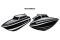 Vector illustration of isolated Motorboat silhouette on white background. Royalty Free Stock Photo