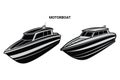 Vector illustration of isolated Motorboat silhouette on white background. Royalty Free Stock Photo
