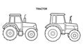 Vector illustration of isolated Tractor Outline on white background. Royalty Free Stock Photo