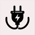 Electric plug icon Vector silhouette icon on a white background Royalty Free Stock Photo