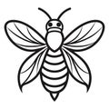 A minimalist vector outline of a bee with smooth lines and creative line art. Royalty Free Stock Photo