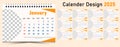 2025 Desk & Wall Calendar, Simple Vertical Template, Sunday Start, Color, Planner, Printable Design