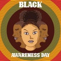 Black Awareness Day poster included of black woman.Vector illustration Royalty Free Stock Photo