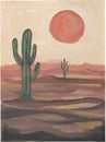 desert cactus watercolour art Royalty Free Stock Photo