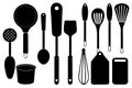 Comprehensive Kitchen Tools Silhouette Vector Collection Essential Cooking Utensils. Royalty Free Stock Photo