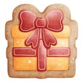 Watercolor Christmas Gift Box Cookie Vector Illustration Isolated on White Background Royalty Free Stock Photo