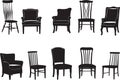 Black different types of chair vector set isolated on white Royalty Free Stock Photo