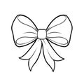 Outline Ribbon Bow Coloring Page for Creative Projects vector illustration. Royalty Free Stock Photo