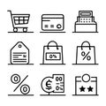A sleek and modern flat vector icon set, consisting of nine commercial icons. Royalty Free Stock Photo