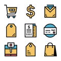 A sleek and modern flat vector icon set, consisting of nine commercial icons. Royalty Free Stock Photo