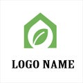 Green Leaf House Logo Design Concept. Royalty Free Stock Photo