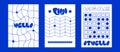 Modern blue posters with playful design elements and bubbly font Royalty Free Stock Photo