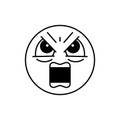 ngry emoji shouting line icon isolated on white background, mad emoticon yelling. Royalty Free Stock Photo